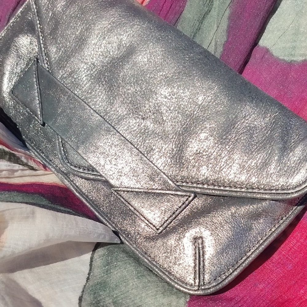 Botkier Platinum Leather Clutch